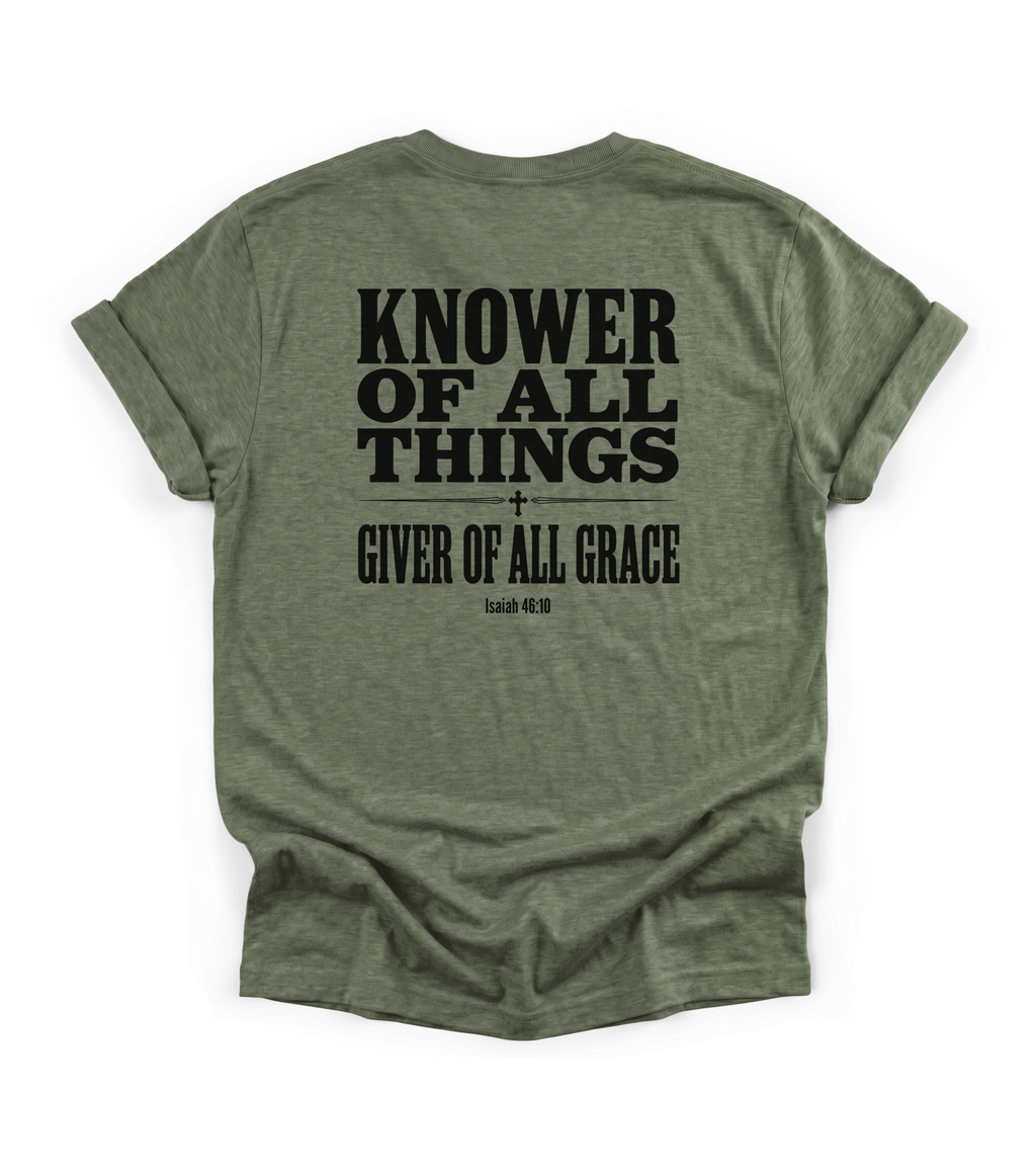Faith Shirt for Men & Women, Christian Shirt, Religious T-shirt, Bible Verse Shirt Gift, Birthday Gift for Christian, Knower of All Things,