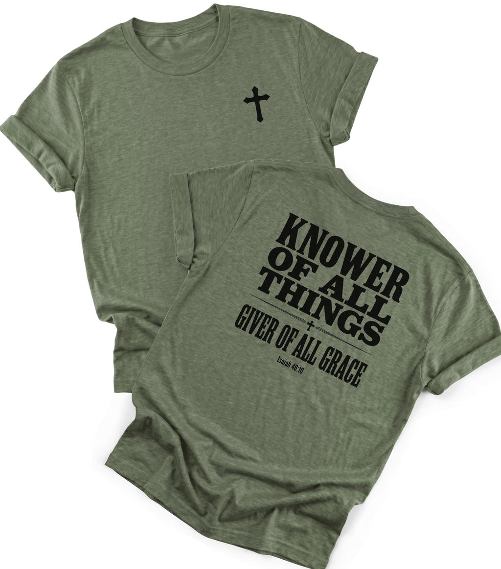 Faith Shirt for Men & Women, Christian Shirt, Religious T-shirt, Bible Verse Shirt Gift, Birthday Gift for Christian, Knower of All Things,