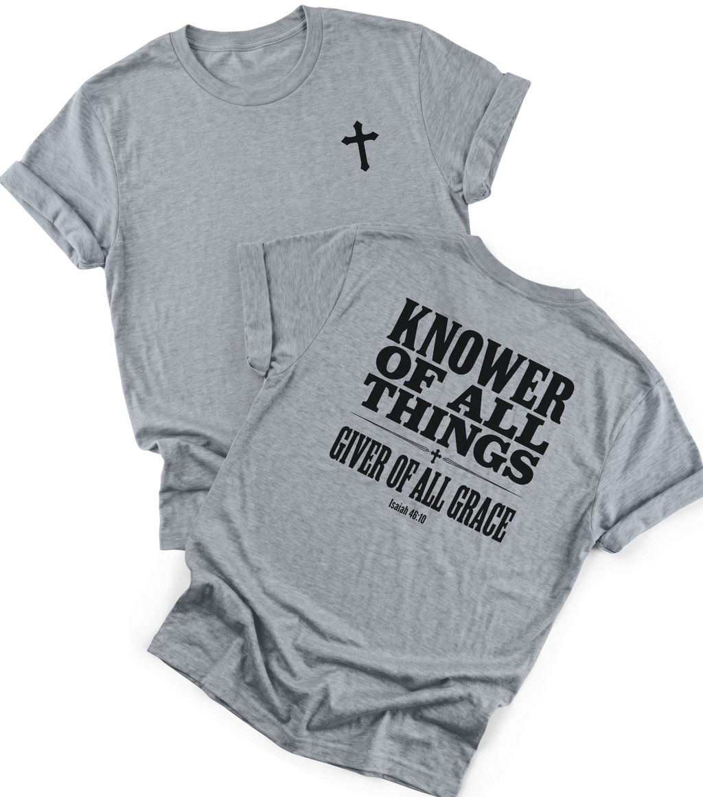 Faith Shirt for Men & Women, Christian Shirt, Religious T-shirt, Bible Verse Shirt Gift, Birthday Gift for Christian, Knower of All Things,