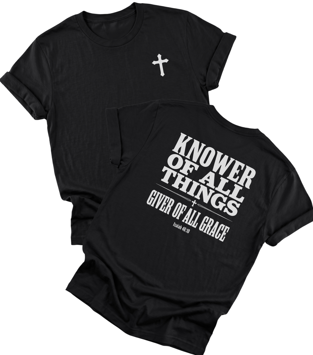 Faith Shirt for Men & Women, Christian Shirt, Religious T-shirt, Bible Verse Shirt Gift, Birthday Gift for Christian, Knower of All Things,